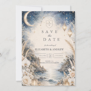Ethereal Celestial Beach Wedding Save The Date