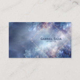 Ethereal Celestial Blue Crystalline Gold Diamond Business Card