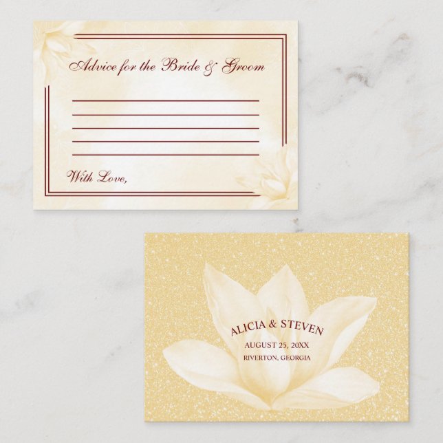 Ethereal Champagne Magnolia , Wedding Advice Card (Front/Back)