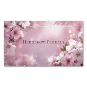 Ethereal Cherry Blossom Blush Pink Romantic Floral Magnetic Business Card