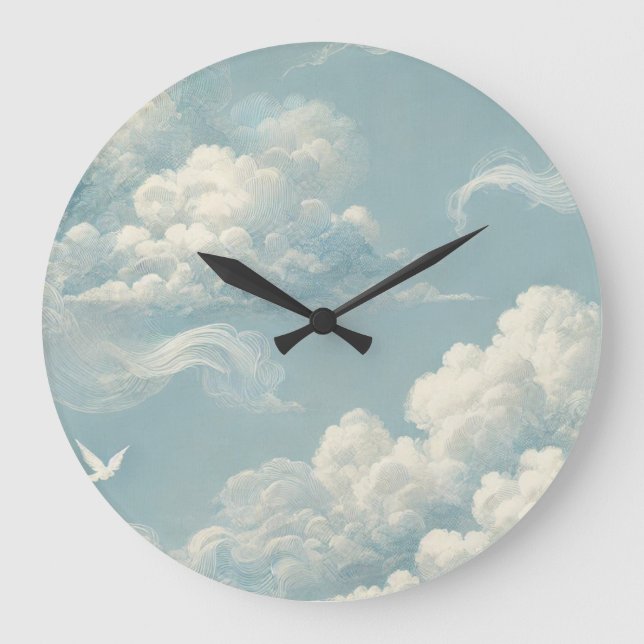 Ethereal Clouds Large Clock (Front)