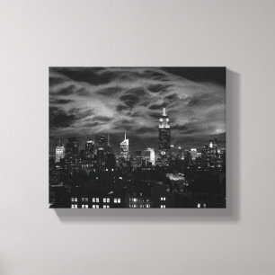 Ethereal Clouds: NYC Skyline, ESB Black and White Canvas Print