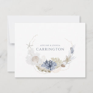 Ethereal Coastal Coral Seashell Couple Card