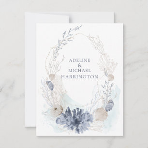 Ethereal Coastal Coral Seashell Couple Card