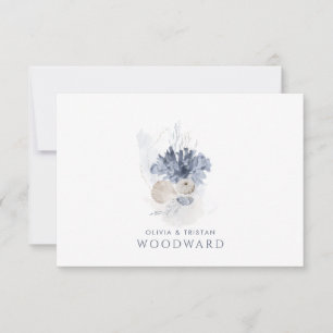 Ethereal Coastal Watercolor Coral Seashell Couple Card