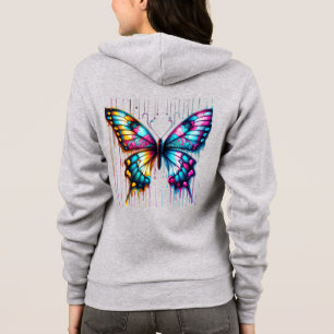 Ethereal Colour Fusion: A Butterfly Dancing Among  Hoodie