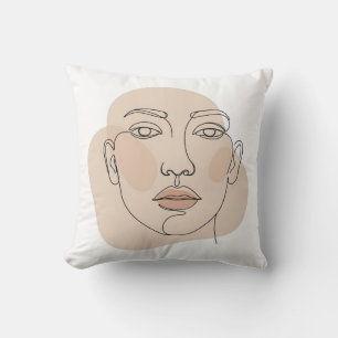 Ethereal Contour: Minimalist One-Line Portrait Art Cushion