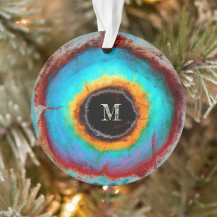 Ethereal Cosmic Eye Monogram Vibrant Abstract Art Ornament