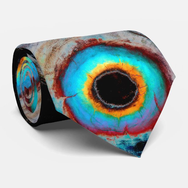Ethereal Cosmic Eye Monogram Vibrant Abstract Art Tie (Rolled)