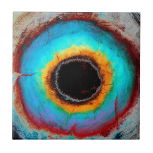 Ethereal Cosmic Eye Monogram Vibrant Abstract Art Tile