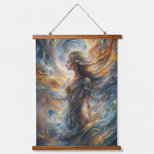 Ethereal Cosmic Goddess Abstract Portrait Art Hanging Tapestry