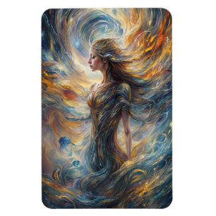 Ethereal Cosmic Goddess Abstract Portrait Art Magnet