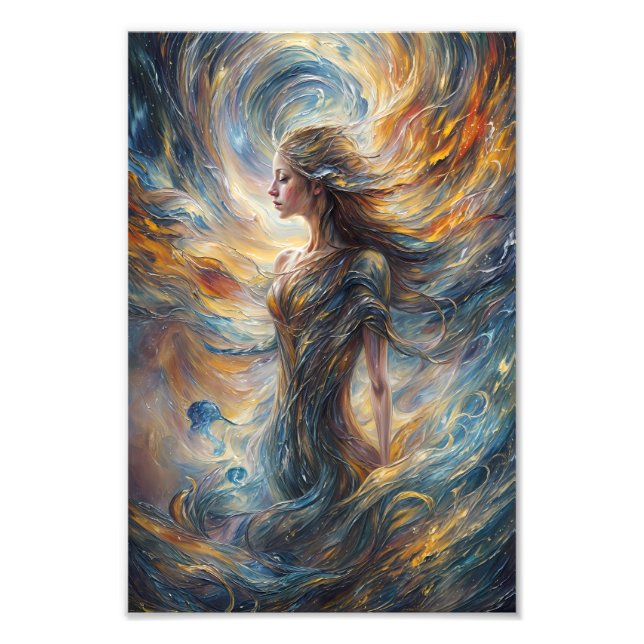 Ethereal Cosmic Goddess Abstract Portrait Art Photo Print (Front)