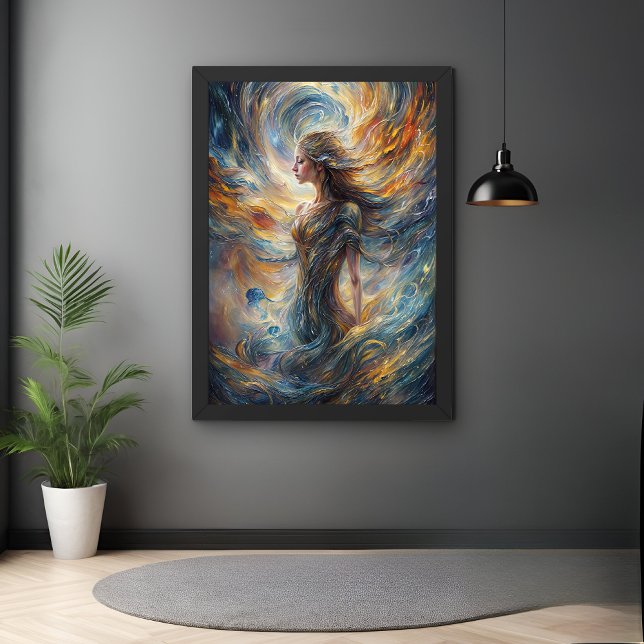 Ethereal Cosmic Goddess Abstract Portrait Art Poster (Creator Uploaded)