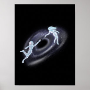 Ethereal Cosmic Lovers Heart Galaxy Poster