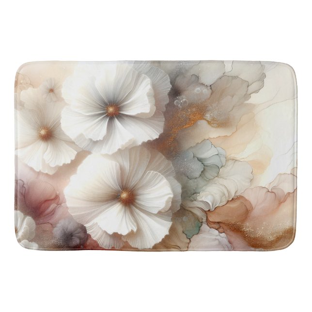 Ethereal Cosmos Flowers Bath Mat (Front)