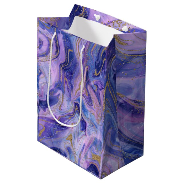 Ethereal Cotton Candy Marble Watercolor Fantasy Medium Gift Bag (Front Angled)