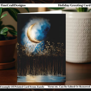 Ethereal Crescent Moon, Yule & Winter Solstice Holiday Card