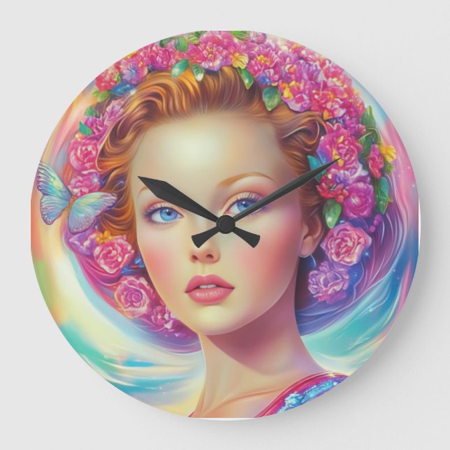 Ethereal Crown Portrait  Large Clock (Front)