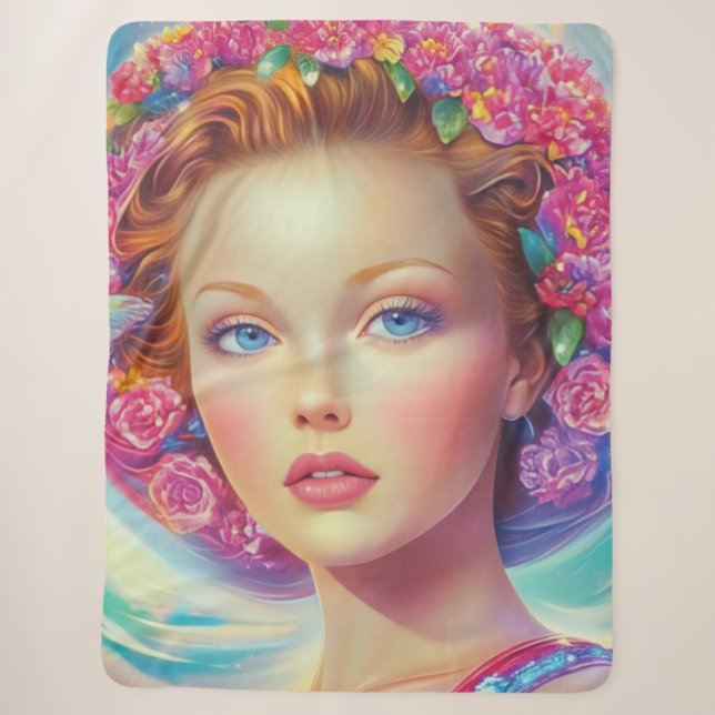 Ethereal Crown Portrait  Sherpa Blanket (Front)