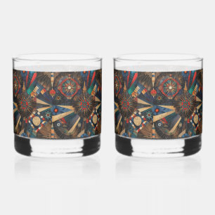 Ethereal Cyan "Ancient Indigenous Chronicles" Drin Whiskey Glass