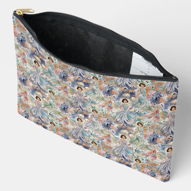 Ethereal Dance Dreamy Feminine Watercolor Pattern Accessory Pouch (Open)