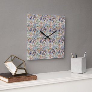 Ethereal Dance Dreamy Feminine Watercolor Pattern Square Wall Clock