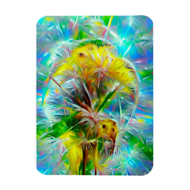 Ethereal Dandelions in Neon Dreamscape Magnet (Vertical)