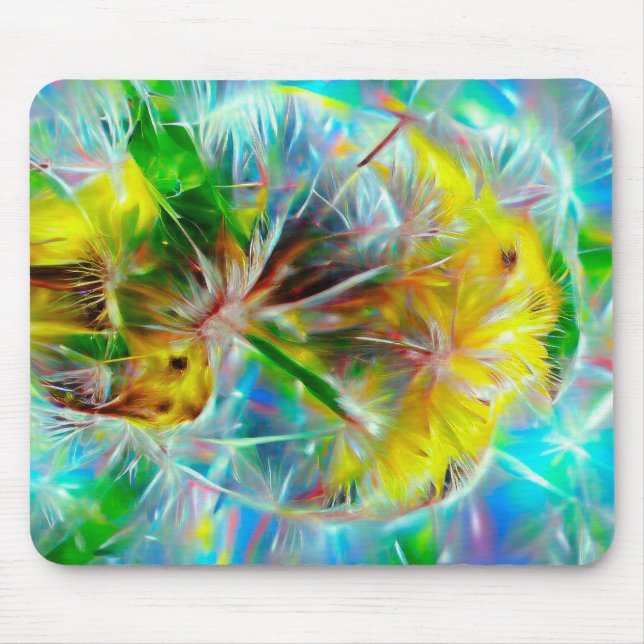 Ethereal Dandelions in Neon Dreamscape Mouse Mat (Front)