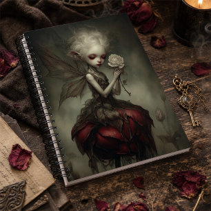 Ethereal Dark Fairy in Petal Dress with Rose Planner