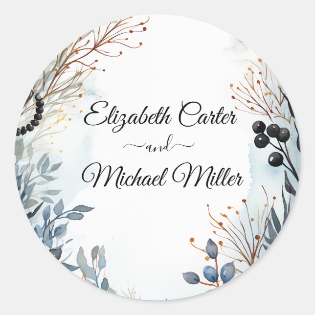 Ethereal Delicate Watercolor Serene Foliage   Classic Round Sticker (Front)