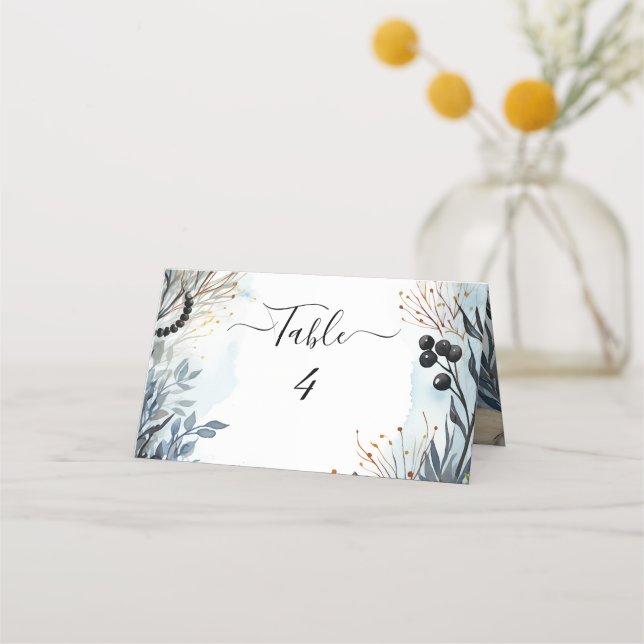 Ethereal Delicate Watercolor Serene Foliage   Place Card (Front)