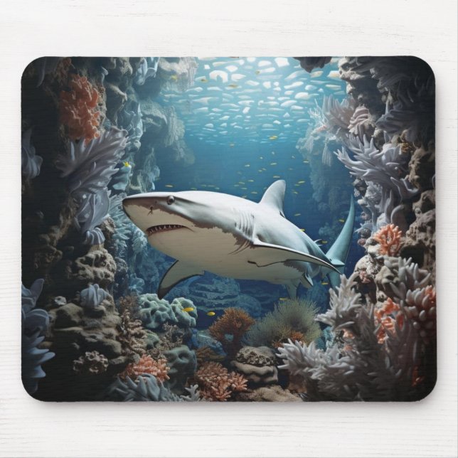 Ethereal Depths 3D Shark Mouse Mat (Front)