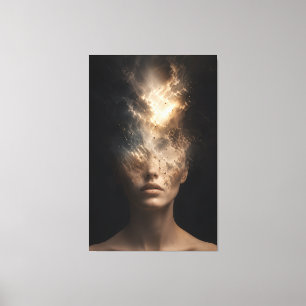 Ethereal Dissolving Face Portrait   Surreal Spirit Canvas Print
