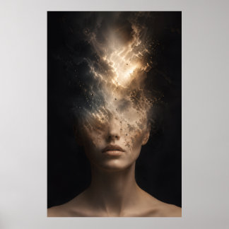 Ethereal Dissolving Face Portrait | Surreal Spirit Poster