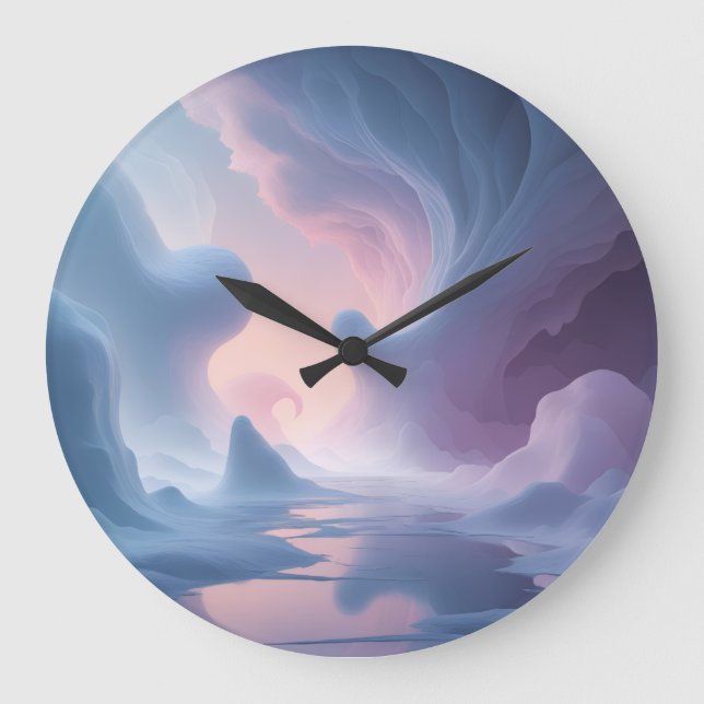 Ethereal Dreamscape – Surreal Pastel Fantasy Art Large Clock (Front)