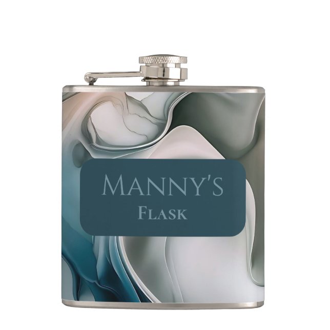 Ethereal Dreamscape: Tranquil Abstract Hip Flask (Front)