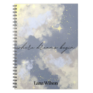 Ethereal Dreamy Starry Cloudy Sky Notebook Journal