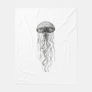 Ethereal Drift – Graceful Jellyfish Glow Tee Fleece Blanket