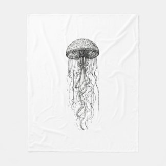 Ethereal Drift – Graceful Jellyfish Glow Tee Fleece Blanket