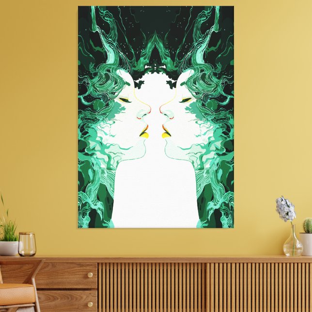 Ethereal Duality – Surreal Mirror Reflection Canvas Print (Insitu(LivingRoom))