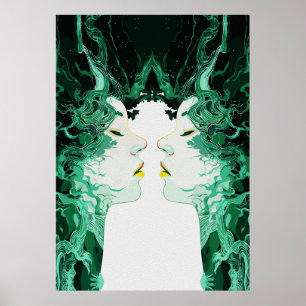 Ethereal Duality – Surreal Mirror Reflection Poster