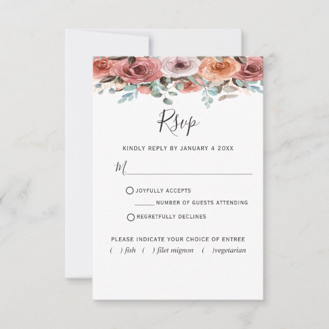 Ethereal Dusty Blue, Blush with/without meal RSVP (Front)