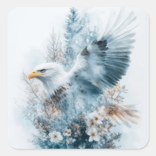 Ethereal Eagle in a Dreamy Forest Square Sticker
