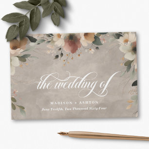 Ethereal Elegance Beige Taupe Cottagecore Wedding Guest Book
