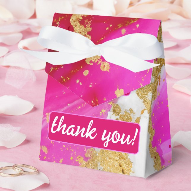 Ethereal Elegance: Hot Pink Geode-Inspired Wedding Favour Box (Wedding)