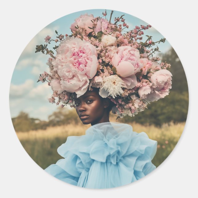 Ethereal Elegance in Bloom Classic Round Sticker (Front)