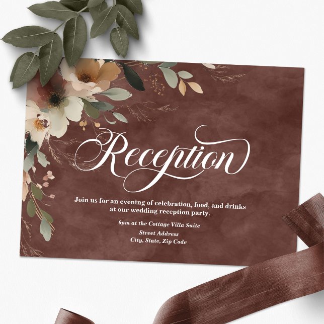 Ethereal Elegance Rustic Garnet Wedding Reception Enclosure Card (Continue the celebration—our elegant reception cards guide guests from vows to festivities.)