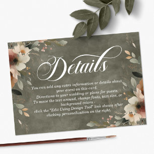 Ethereal Elegance Sage Whisper Wedding Details Enclosure Card