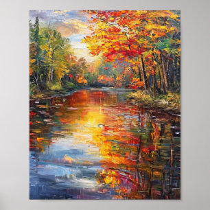 Ethereal Embers: A Symphony of Autumnal Reflection Poster